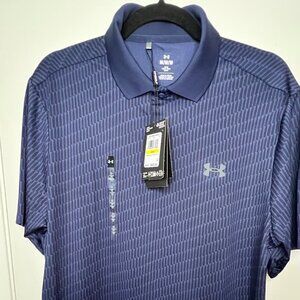 Men's Under Armour Performance 3.0 Stripe Golf Polo - Navy / MED NWT